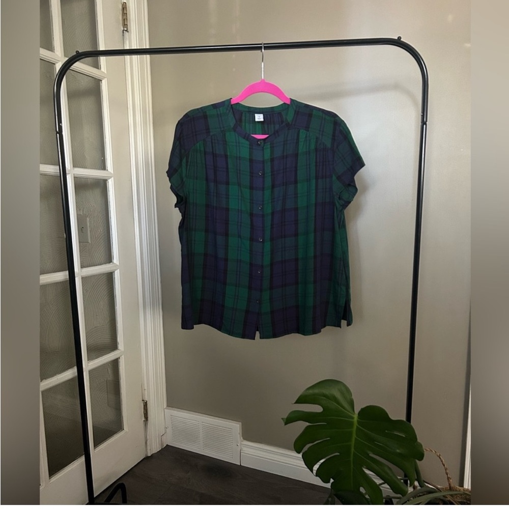 Old Navy blue and green plaid blouse - Size L
